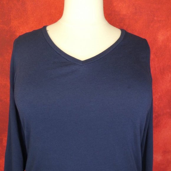 Navy Blue Westport Top Three Quarter Sleeves 2X - Picture 3 of 8